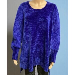 Soft Surroundings royal blue  chenille sweater pullover size 1X